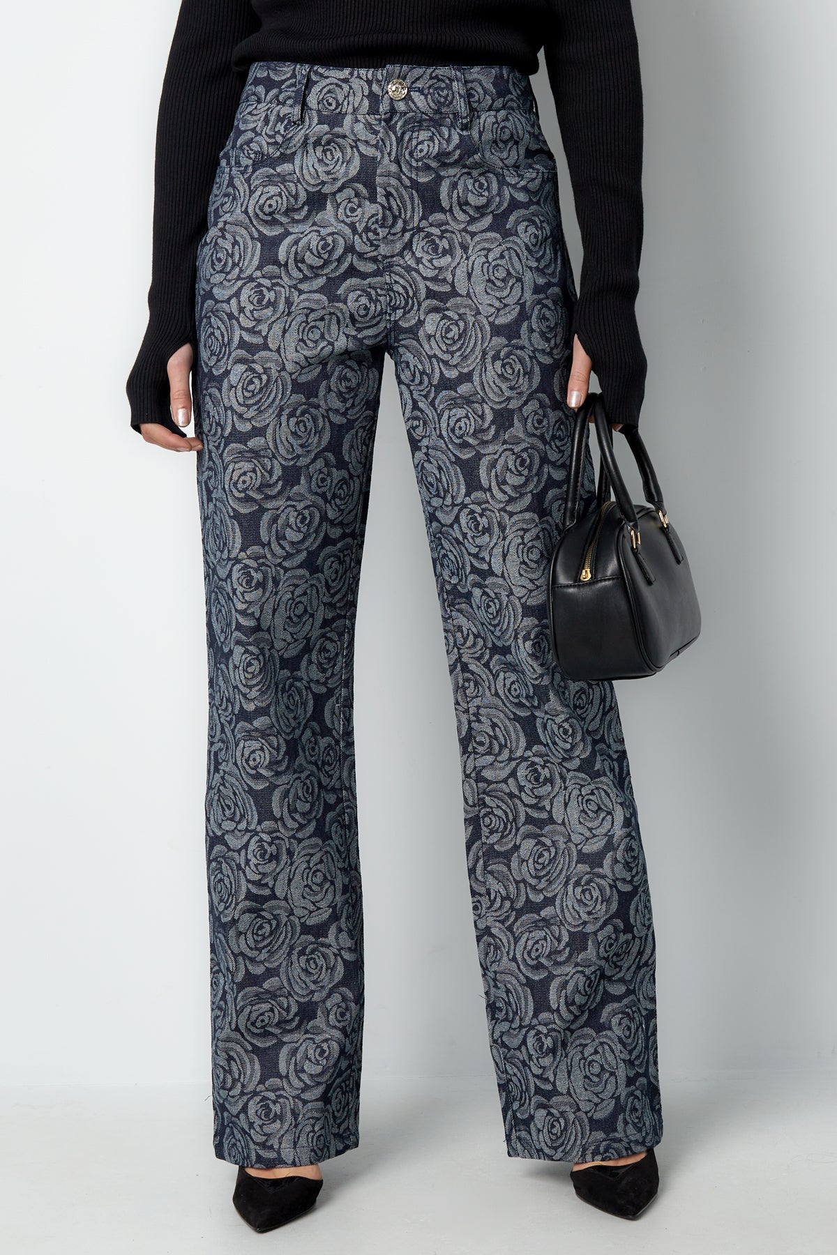 Cotton Woven Vrouwen Rechte Broek Casual Bloemenprint