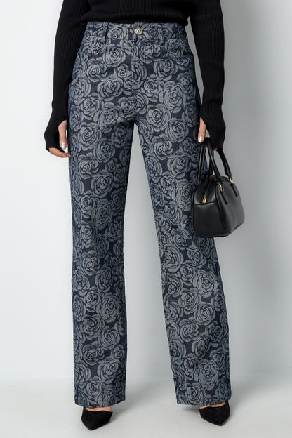 Cotton Woven Vrouwen Rechte Broek Casual Bloemenprint