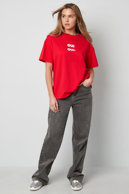 Cotton Vrouwen T-shirt Oversized OUI Print