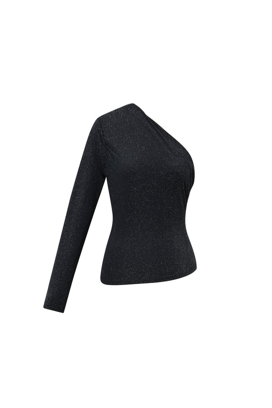 Geweven Polyestervezel Vrouwen Lange Mouw Top Sexy Solide Kleur