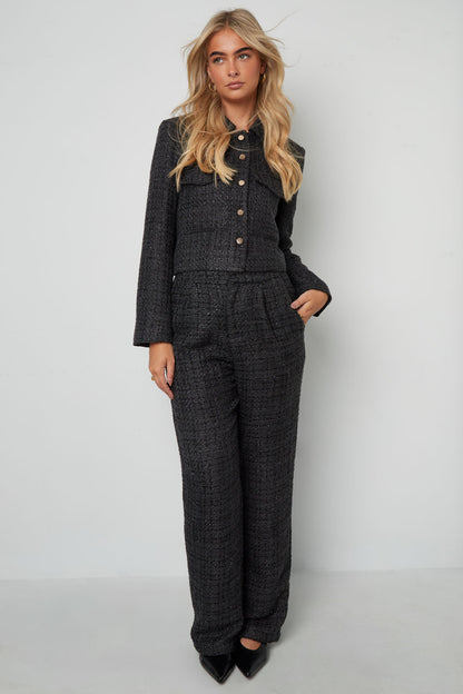 Geweven Polyestervezel Vrouwen Rechte Broeken Elegante Ruitjes Herfst/Winter