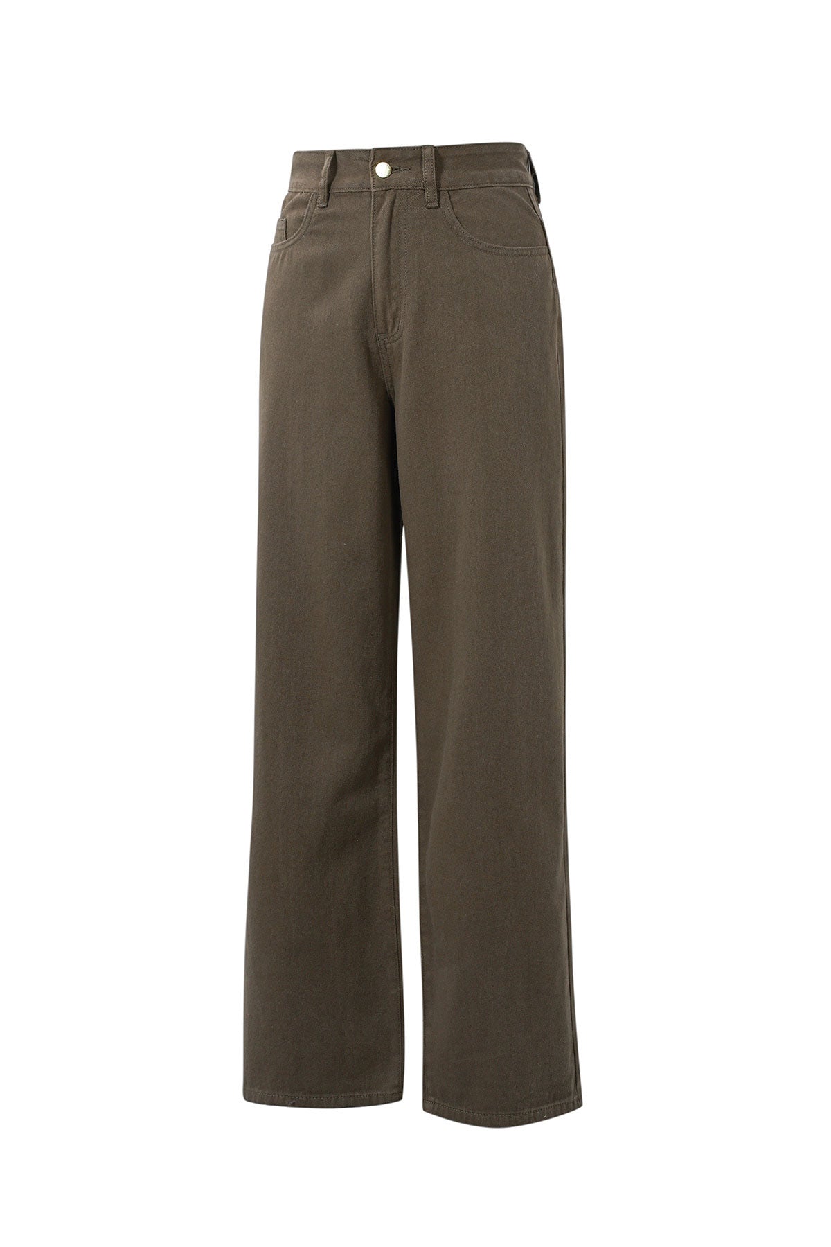 Geweven Katoen Vrouwen Rechte Broek Casual Eenvoudige Kleur