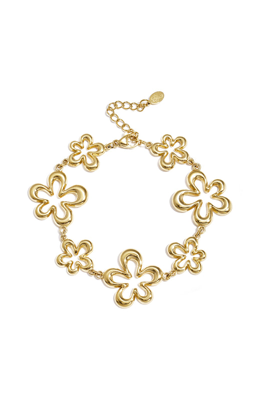 Armband met koraalvormige speelse bloemen in variërende maten
