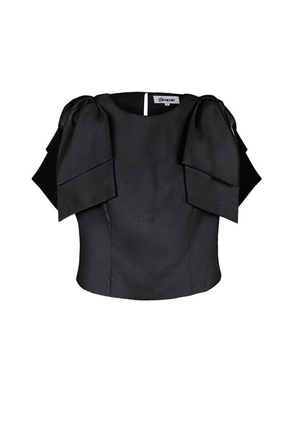 Polyester Vrouwen Korte Mouw Top Plooimouw Ontwerp
