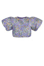 Polyester Vrouwen Korte Mouw Top Puff Sleeve Bloemenprint