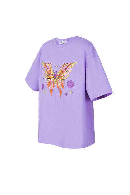 Cotton Vrouwen T-shirt Oversized Vlinder Print