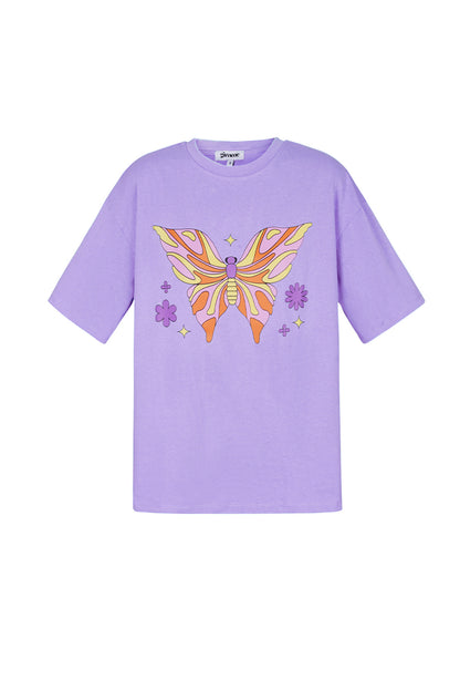 Cotton Vrouwen T-shirt Oversized Vlinder Print