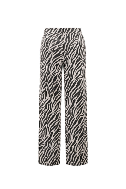 Geweven Katoen Vrouwen Rechte Broek Casual Zebra Strepen