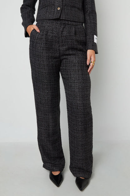 Geweven Polyestervezel Vrouwen Rechte Broeken Elegante Ruitjes Herfst/Winter
