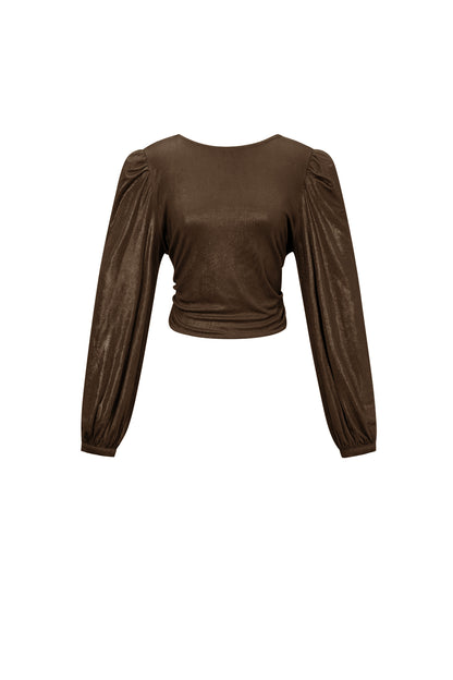 Gebreide Polyestervezel Vrouwen Lange Mouw Top Sexy Solide Kleur