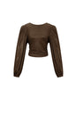 Gebreide Polyestervezel Vrouwen Lange Mouw Top Sexy Solide Kleur